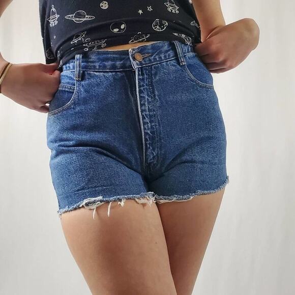 Vintage 90s Giorgio Sant'Angelo Cutoff Denim Mom Jean Shorts - 8 - Picture 2 of 5